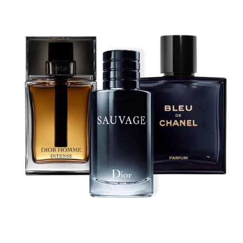 Conjunto com 3 Perfumes: Sauvage Dior, Bleu de Chanel, Dior Homme Intense (Eau de Parfum)