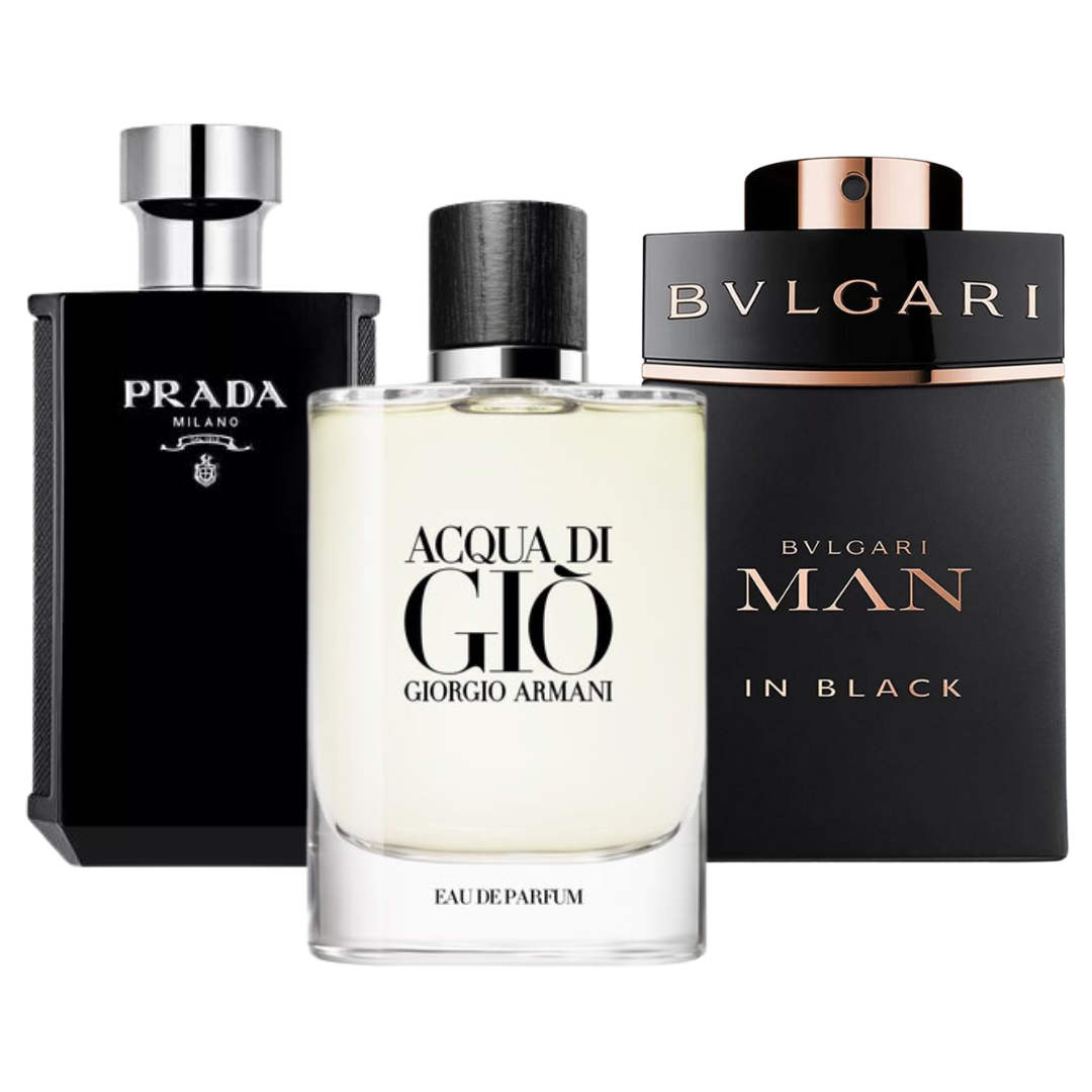 Conjunto com 3 Perfumes: Bvlgari In Black, Giorgio Armani Acqua Di Gio, L'Homme Prada Intense (Eau de Parfum)