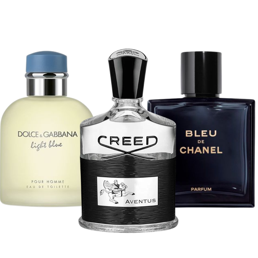 Conjunto com 3 Perfumes: Bleu de Chanel, Creed Aventus, Dolce & Gabbana Light Blue (Eau de Parfum)